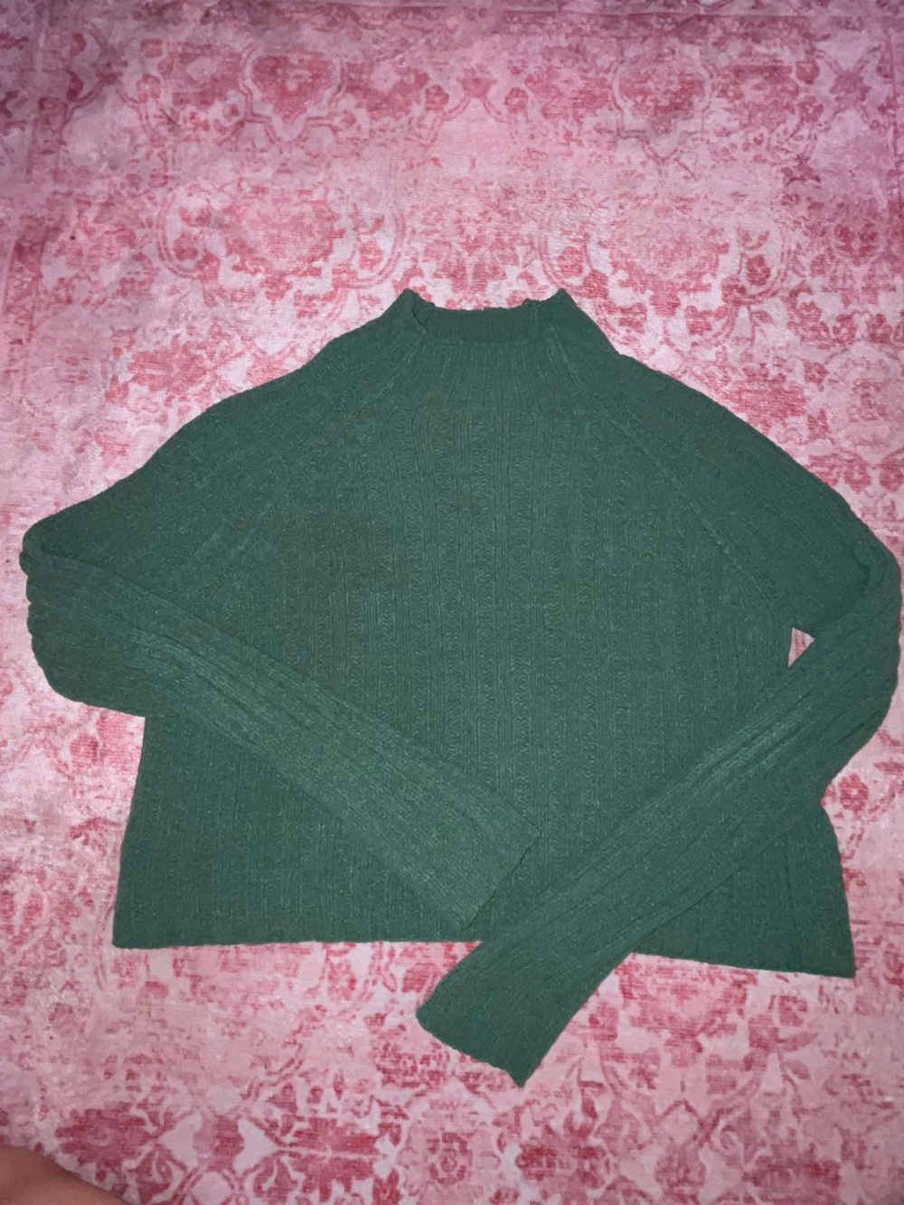 American Eagle Outfitters Dark Green Ribbed Mock Neck Sweater